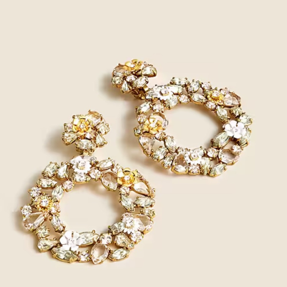 J Crew Colorful Floral Hoop Earrings